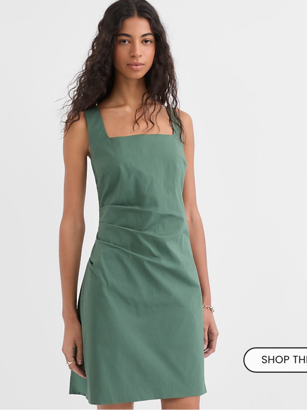 LOFT Women's Square Neck Green Dress